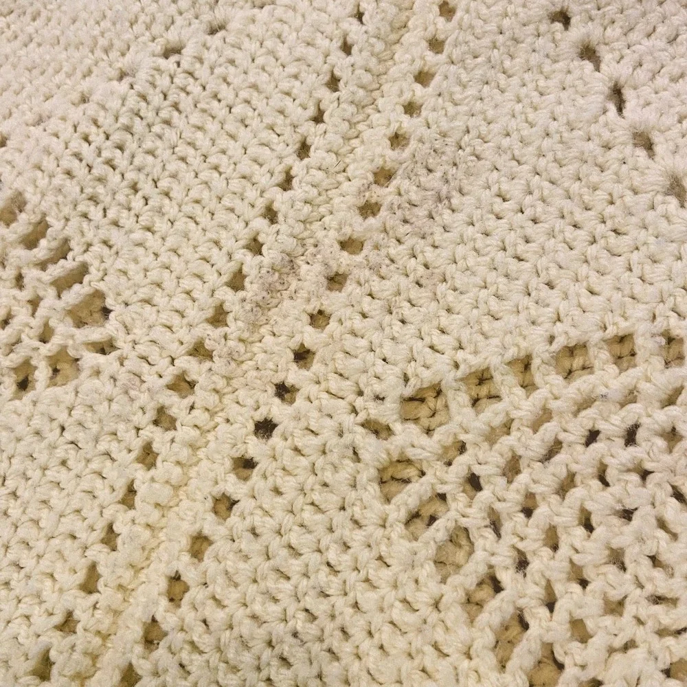 Handmade Crochet Baby Afghan Blanket Pale Yellow 47